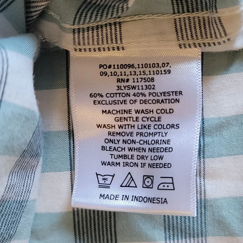 Levi's Button‎ Down Shirt Mens XL Teal White Gingham Short Sleeve Check Plaid